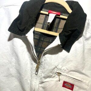 Dickies Jacket Mens White Detroit Corduroy Collar Work Duck Bomber Jacket Sz XXL